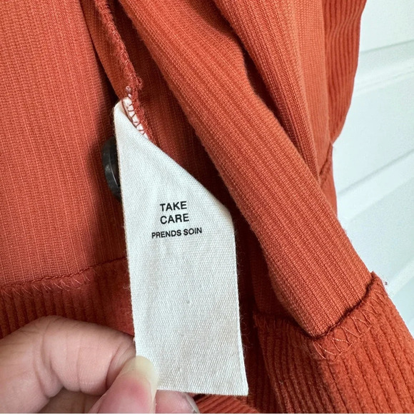 Anthropologie Avec Les Filles Relaxed Corduroy Shacket Pumpkin Fall Rust Sz L - Picture 13 of 14